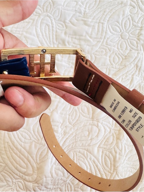 Tommy Hilfiger Brown women’s Belt with Gold TH Buckle. Size M main image 5